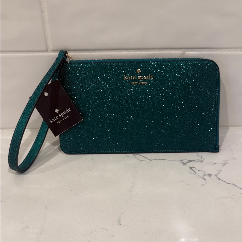 Kate Spade Emerald Glitter Wristlet